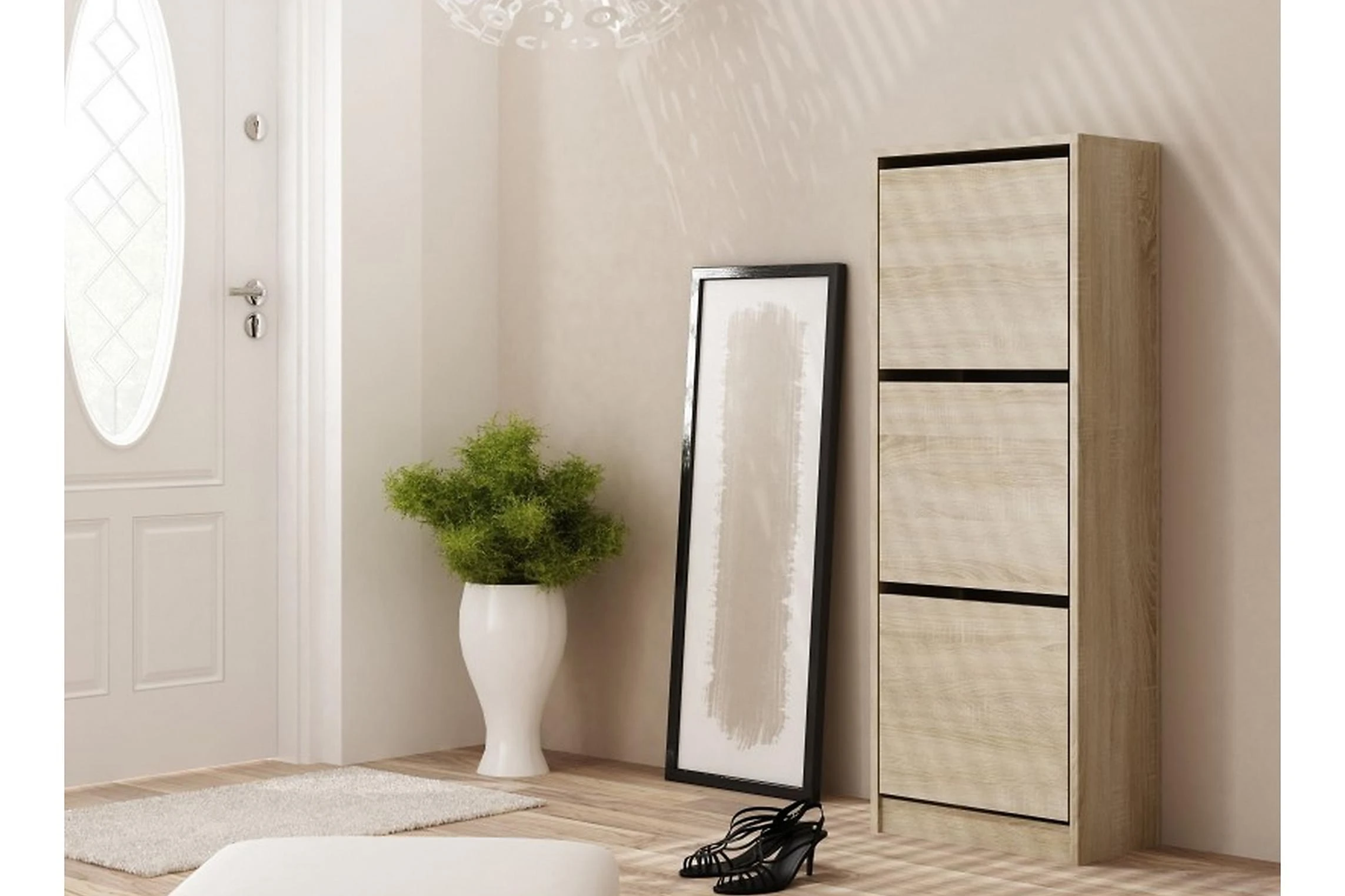 Skoskåp Betaille 49x28x136 Cm Med 3 Hyllor 2 Skoskåp Betaille 49x28x136 Cm Med 3 Hyllor - Bild 2