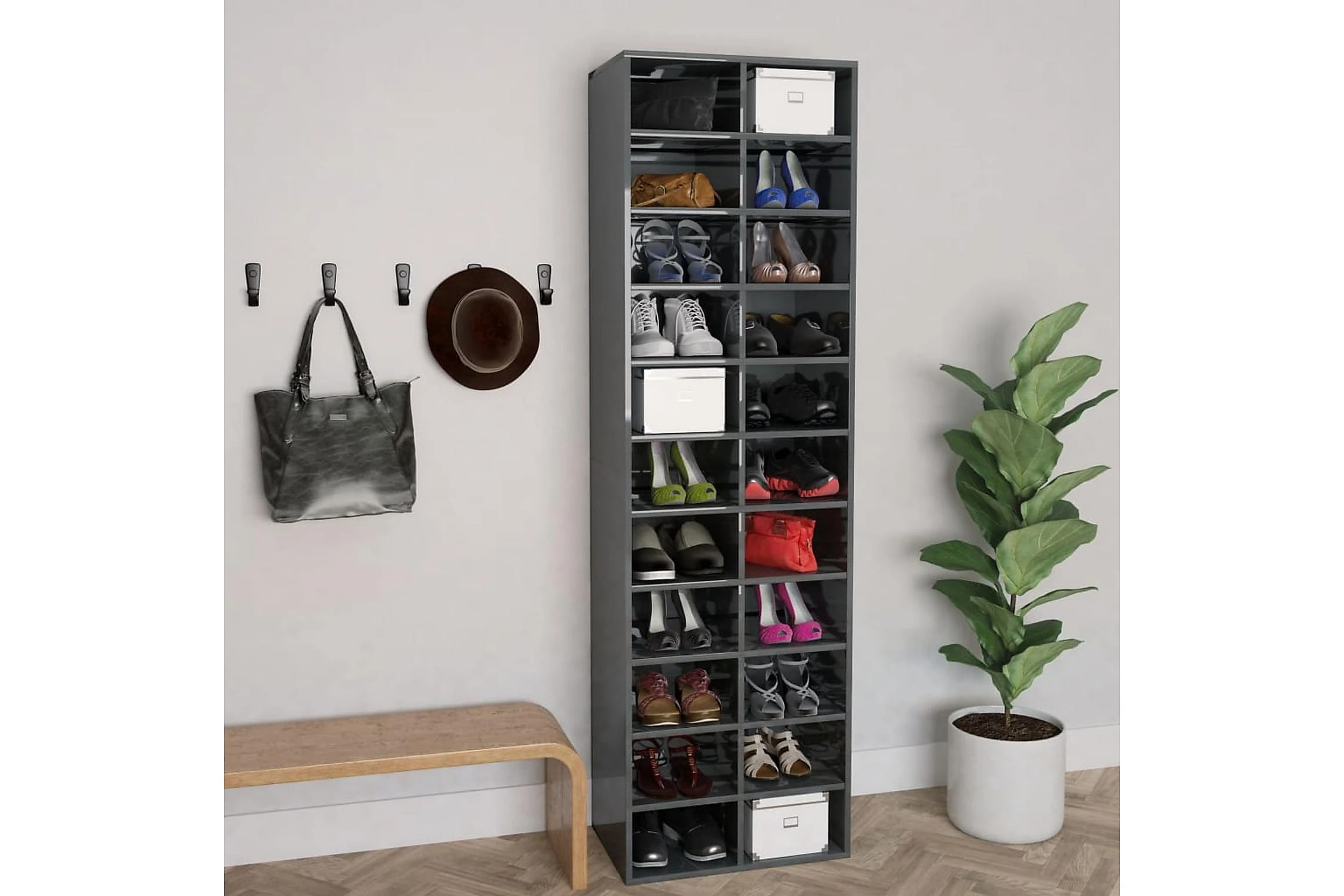 Be Basic Skoskåp Vit 54x34x183 Cm Spånskiva 2 Be Basic Skoskåp Vit 54x34x183 Cm Spånskiva - Bild 2