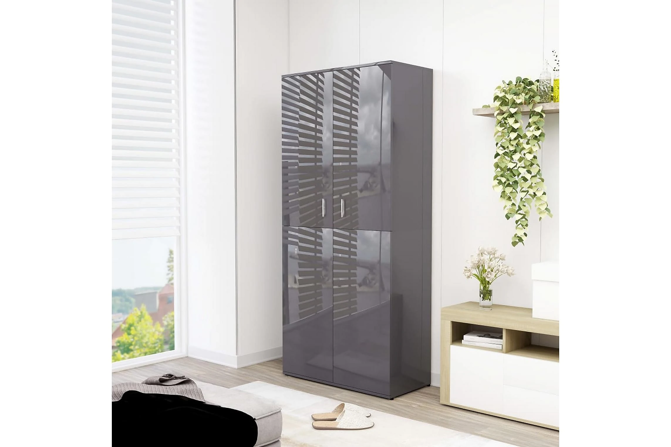 Be Basic Skoskåp Vit Högglans 80x39x178 Cm Spånskiva 2 Be Basic Skoskåp Vit Högglans 80x39x178 Cm Spånskiva - Bild 2