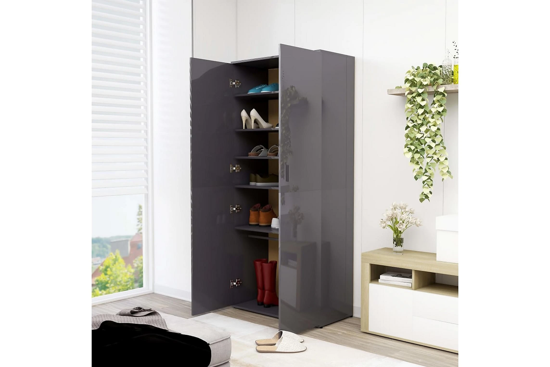 Be Basic Skoskåp Vit Högglans 80x39x178 Cm Spånskiva 7 Be Basic Skoskåp Vit Högglans 80x39x178 Cm Spånskiva - Bild 7