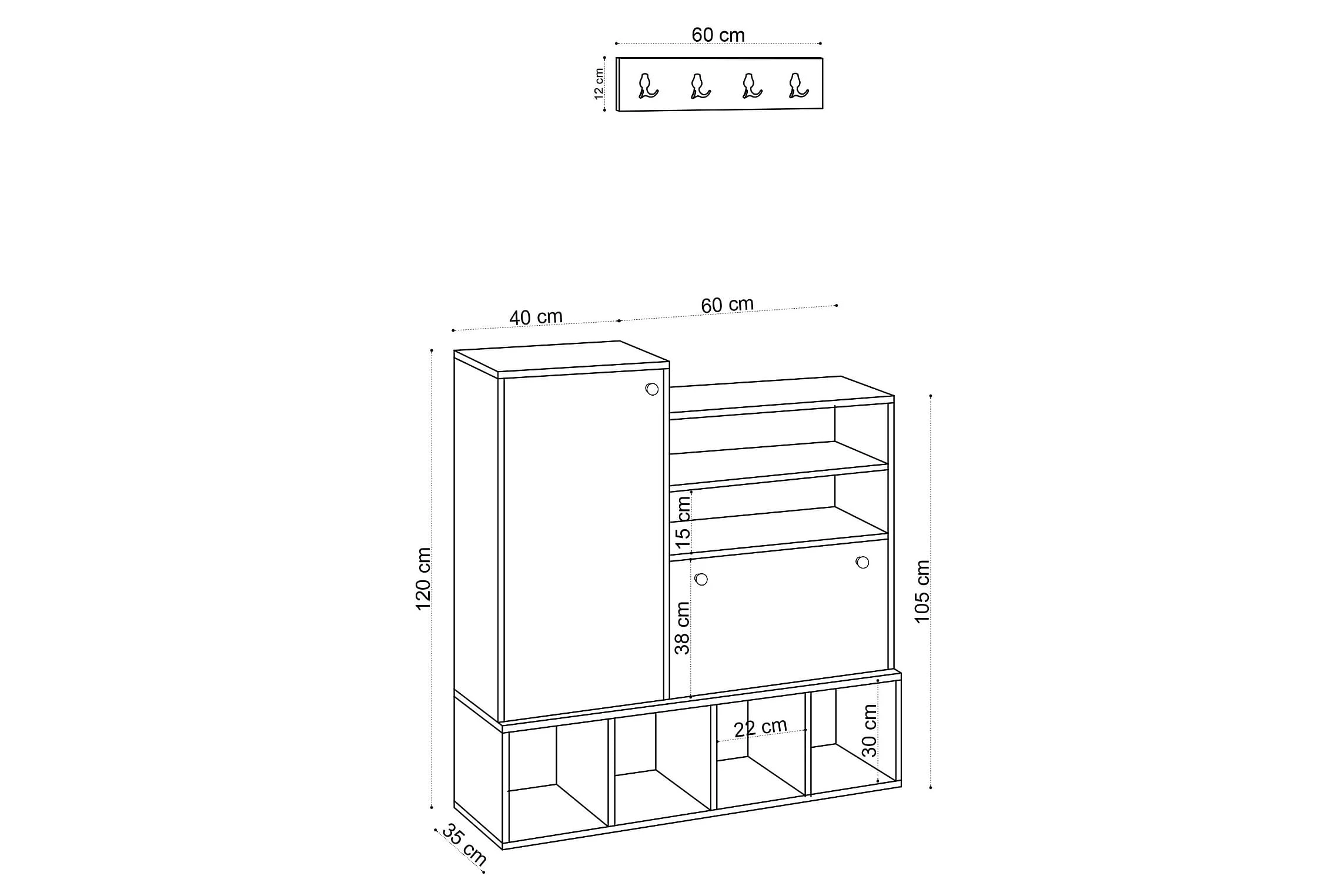 Skoskåp Hudale 35x100 Cm 4 Skoskåp Hudale 35x100 Cm - Bild 4