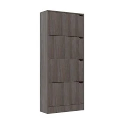 Be Basic Skoskåp Med 4 Dörrar Grå Sonoma-ek 59x24x136 Cm Spånskiva