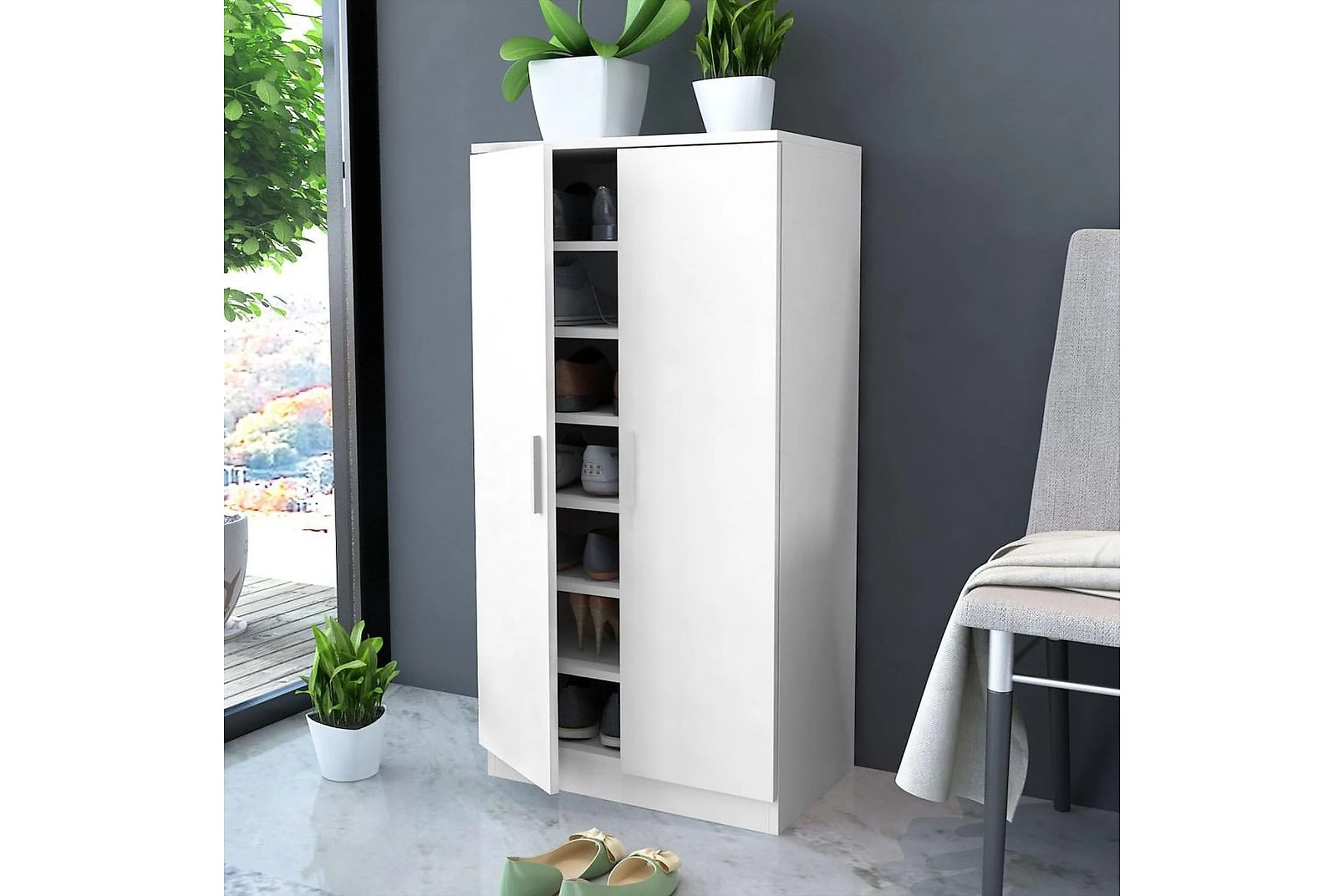 Be Basic Skoskåp Med 7 Hyllor Vit 2 Be Basic Skoskåp Med 7 Hyllor Vit - Bild 2