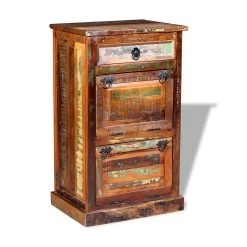 Be Basic Skoskåp Med Låda Och 4 Nivåer Massivt återvunnet Trä -Chilli shop skoskap med lada och 4 nivaer massivt atervunnet tra flerfargad 3504576