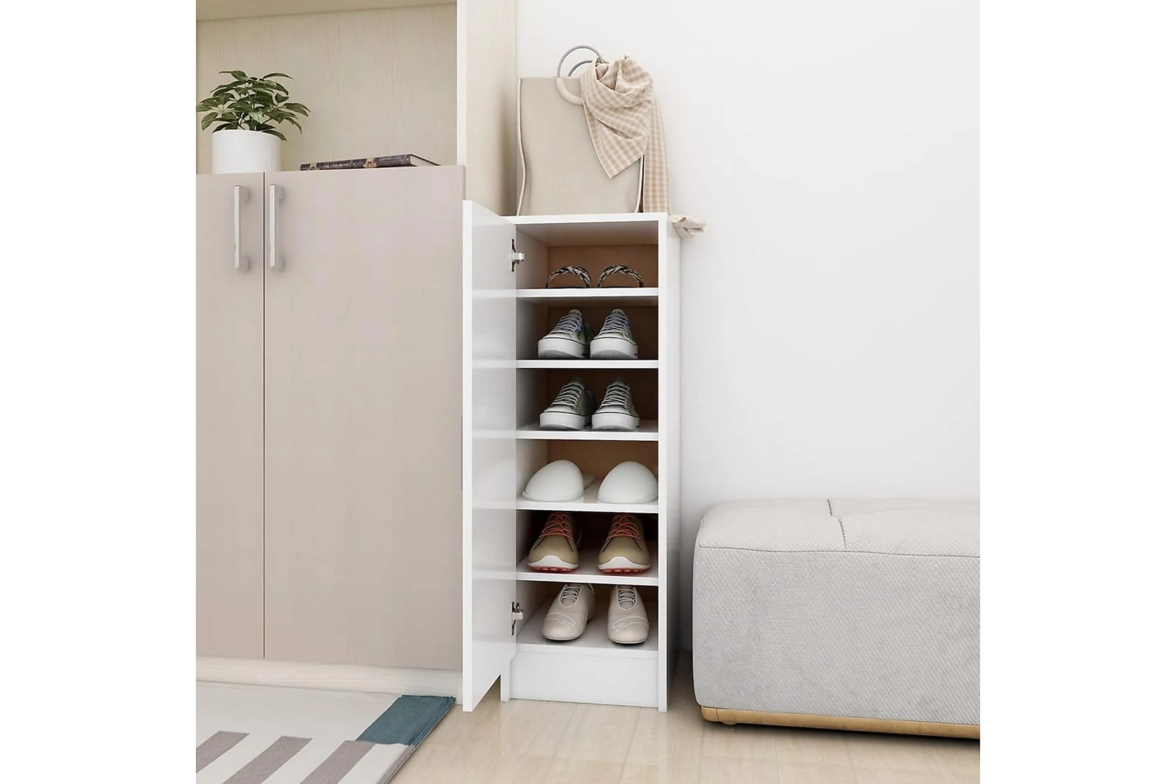 Be Basic Skoskåp Vit 32x35x92 Cm Spånskiva 2 Be Basic Skoskåp Vit 32x35x92 Cm Spånskiva - Bild 2