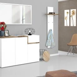 Skoskåp Zeinia 80x40 Cm 3 Dörrar -Chilli shop skoskap zeinia 80x40 cm 3 dorrar naturlonnfargvit hogglans 3874492